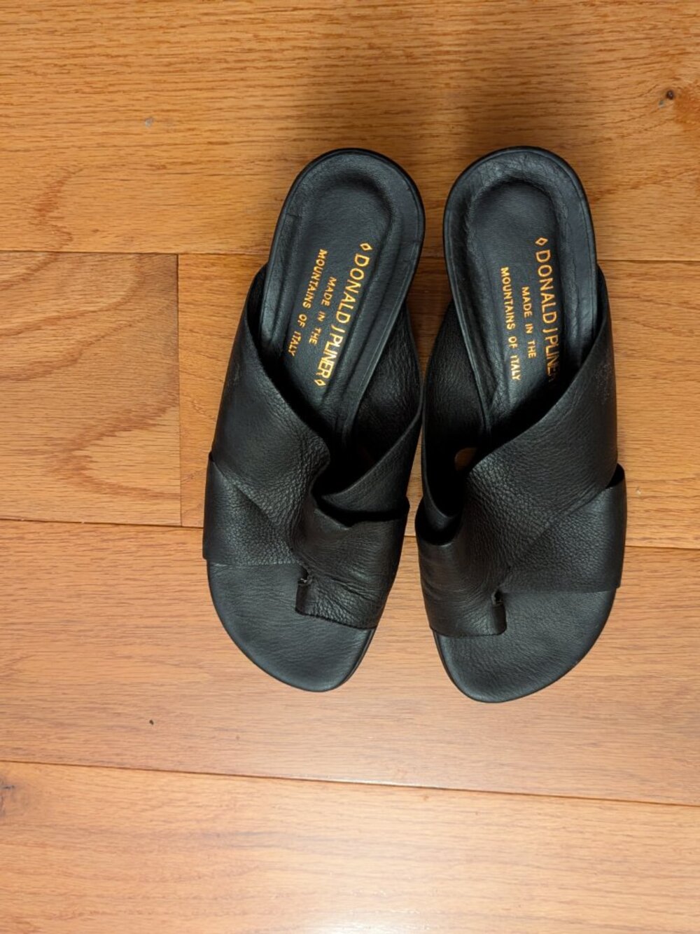 Donald J Pliner Black Napa Leather Sandal Heels Size 7.5 MADE IN ITALY - Picture 7 of 11